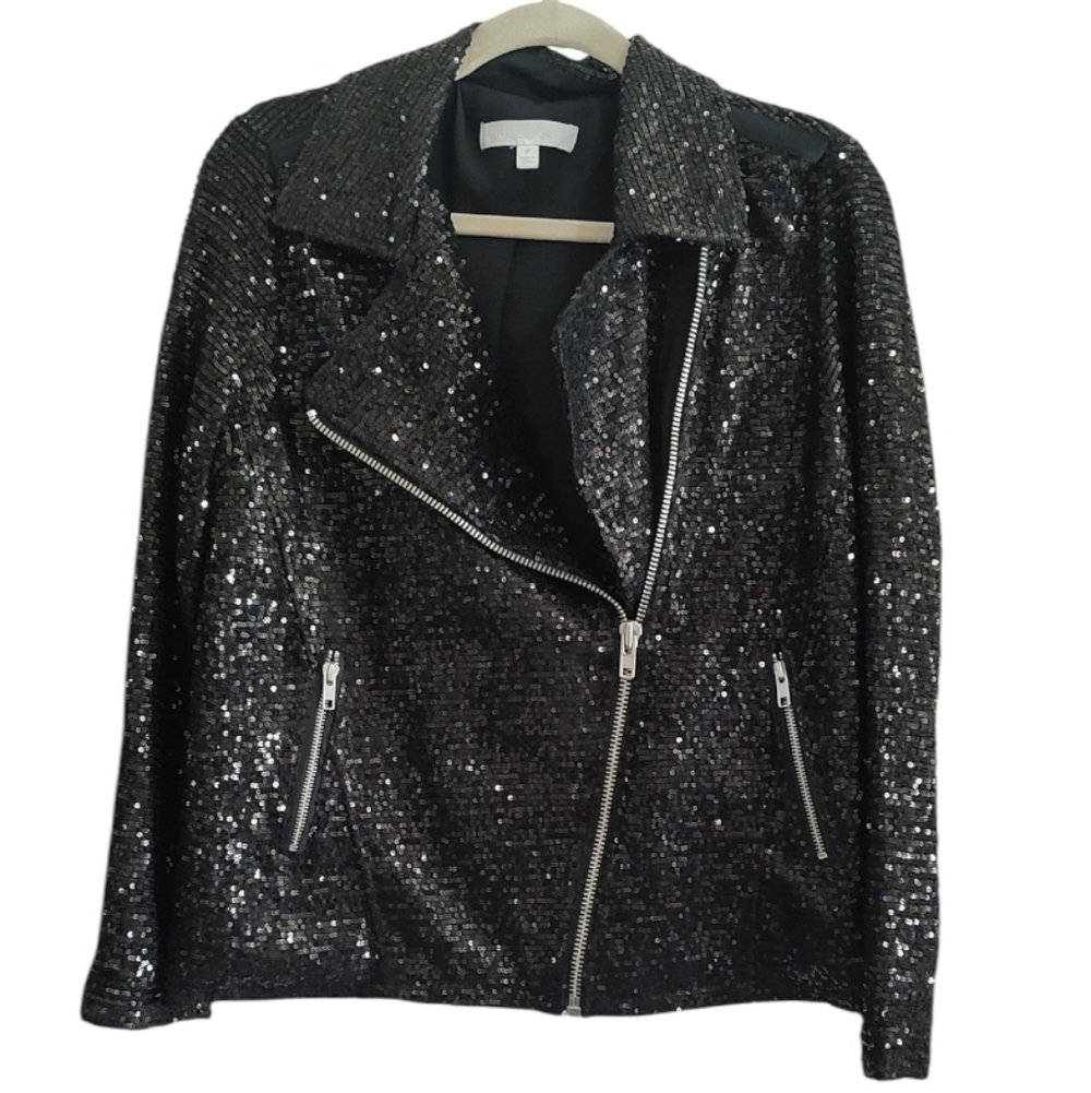 Adyson Parker Sequin Black Moto Jacket